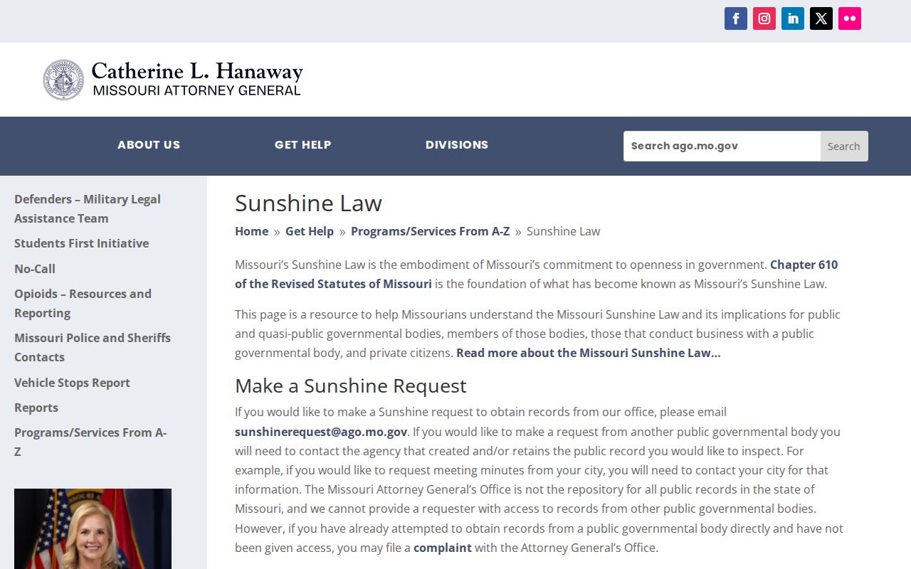 Pemiscot County 24-hour release Sunshine Law request guidance
