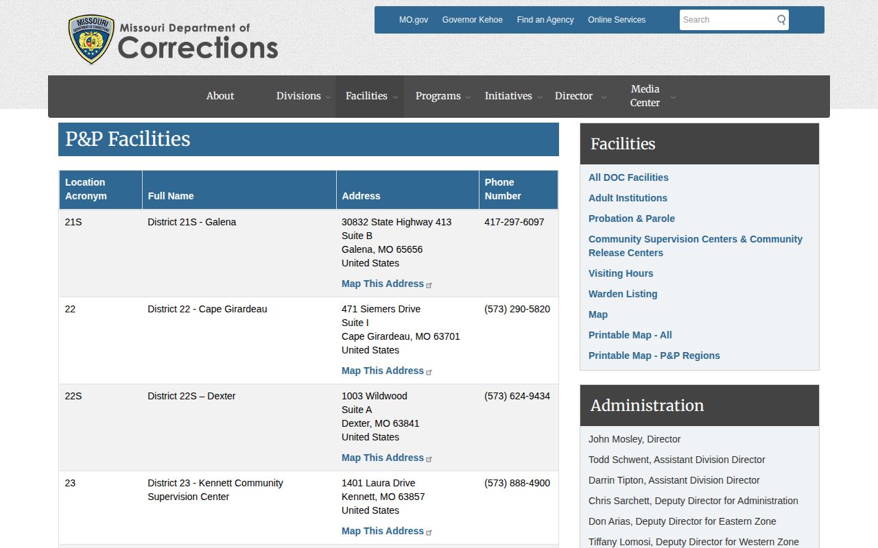 Pemiscot County parole and probation District 23S office listing