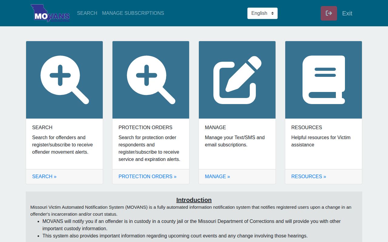 Pemiscot County inmate MOVANS search and release alert portal
